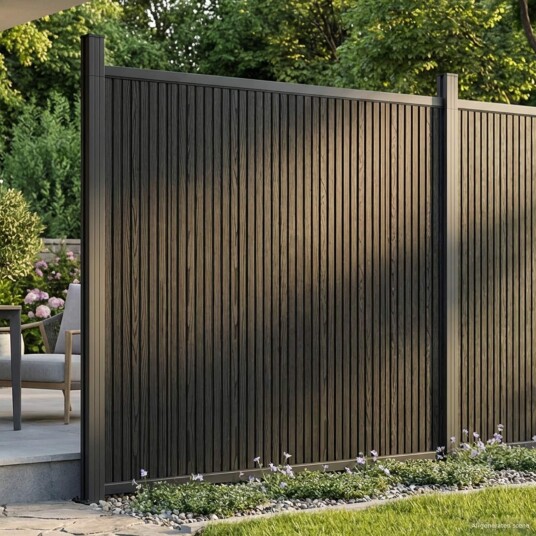 vidaXL Gjerdeplate WPC og Aluminium Svart
