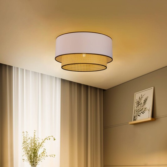 Duolla Taklampe Boho rotting tekstil beige/hvit