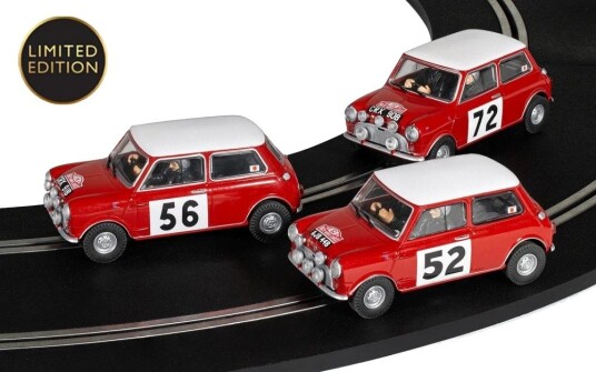 Scalextric Monte Carlo Rally Mini 1965 Bilsett 3 stk