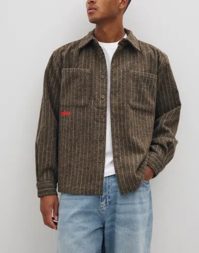 Woodbird Wbbuzo Herringbone Shirt Overshirts Brun