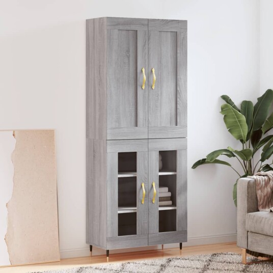 vidaXL Highboard grå sonoma 69,5x34x180 cm konstruert tre 8720845490294