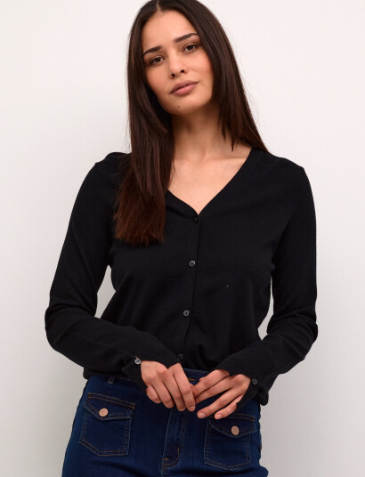 Cream Crdela Knit Cardigan - Black - L