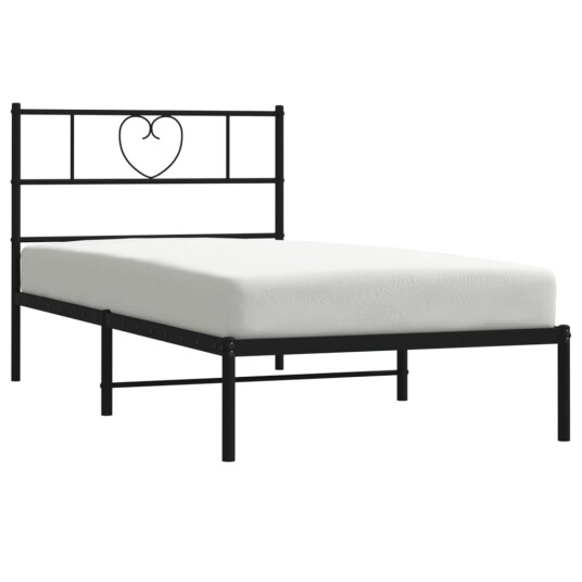 Sengeramme i metall med hodegavl svart 75x190 cm 355453 Sengeramme i metall med hodegavl svart 75x190 cm 355453