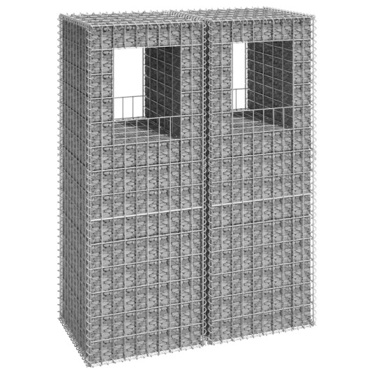 Gabionstolper 2 stk 50x50x140 cm jern Silver