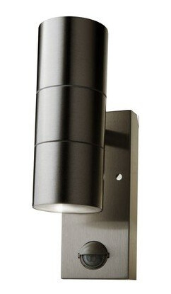 V Tac vegglamper opp/ned m. sensor IP44 utendørs rustfri GU10 sokkel uten lyskilde
