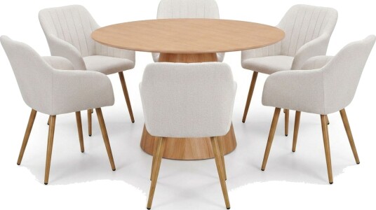 Siena spisegruppe rund 130 cm eik med 6 Filippa spisestoler - Eik