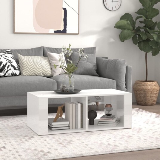 Salongbord høyglans hvit 100x50x36 cm konstruert tre 8720845666873