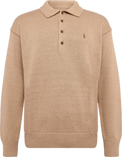Polo Ralph Lauren Relaxed Fit Cable Cotton Polo Sweater   CAMEL MELANGE   M