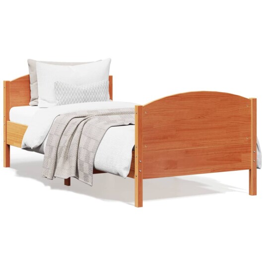 vidaXL Sengeramme med hodegavl voksbrun 100x200 cm heltre furu 8721012427631