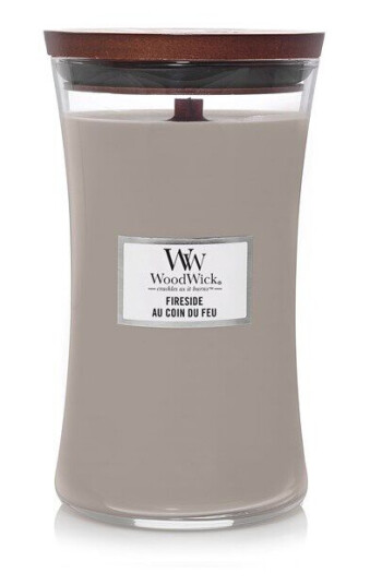 WoodWick Scented candle with wooden lid - Fireside