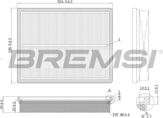 Luftfilter BREMSI FA1188 Luftfilter BREMSI FA1188