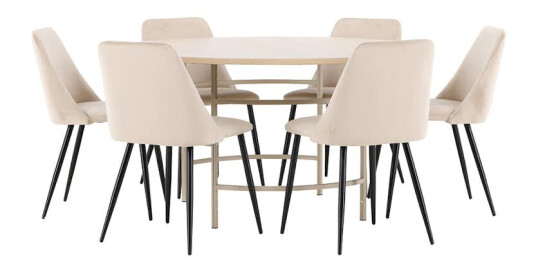 Spisegruppe Venture Home Copenhagen Ø140 cm med 6st Night Spisestoler