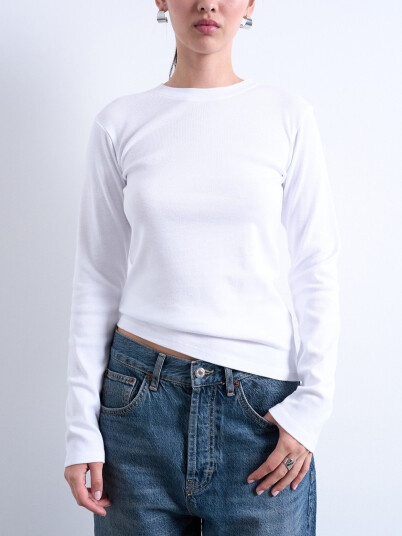 Topshop Everyday Long Sleeve Top Hvit L