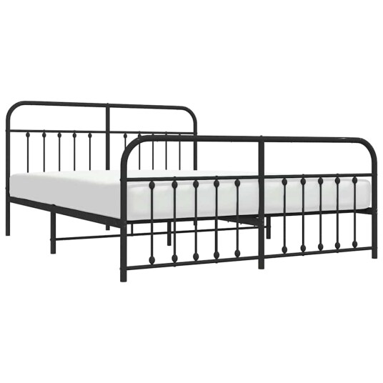 vidaXL Sengeramme i metall med hode- og fotgavl svart 180x200 cm 8720845881436