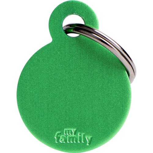 Myfamily ID-tagg Sirkel Aluminium 32x39 mm - Grønn for Hund
