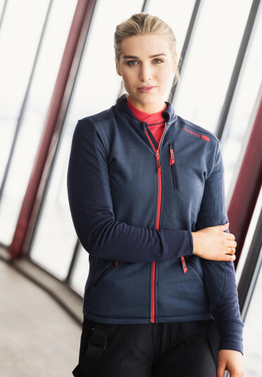 Dovre Women Langermet t skjorte 'Half Zip' 100% ull navy