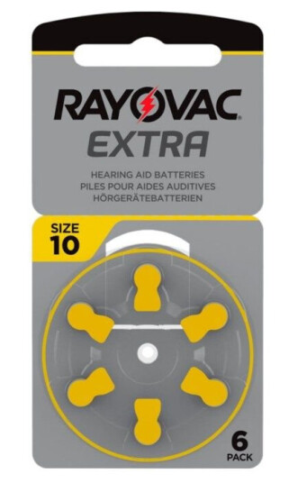 Rayovac Høreapparatbatterier Gul ZA10 6-pk.