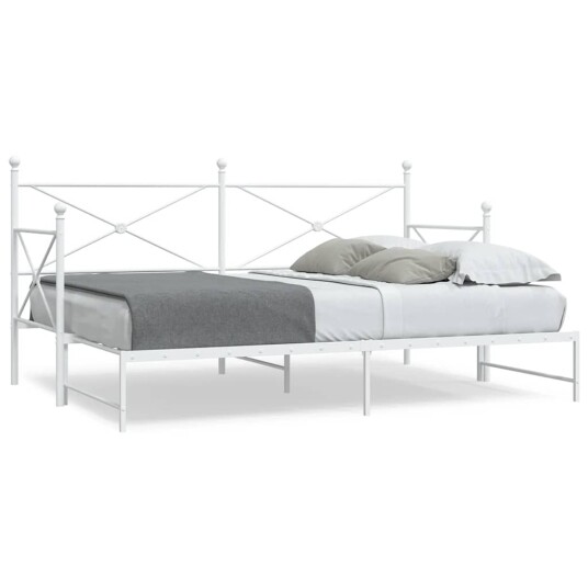 Dagseng med trille uten madrass hvit 90x200 cm stål 4104689 Dagseng med trille uten madrass hvit 90x200 cm stål 4104689