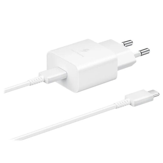 Samsung 15W USB-C Vegglader med Hurtiglading - Hvit Samsung 15W USB-C Vegglader med Hurtiglading - Hvit