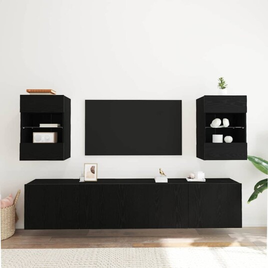  TV skap 2 pcs Svart 40 x 30 x 60.5 cm Konstruert tre