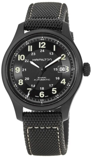 Hamilton Herreklokke H70575733 Khaki Field Titanium Sort/Tekstil Ø42