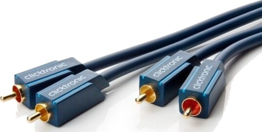 Clicktronic 10m RCA Stereolydkabel, Blå, Dobbeltskjermet