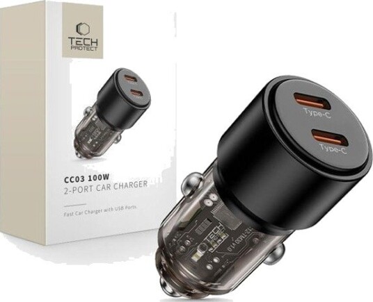Tech-Protect Car Charger CC03 2-Ports PD100W - Black