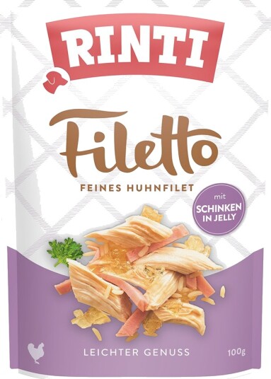 Rinti Våtfôr Filetto Pose I Gelé Med Skinke Kylling 24 X 100 G Rinti Våtfôr Filetto Pose I Gelé Med Skinke Kylling 24 X 100 G