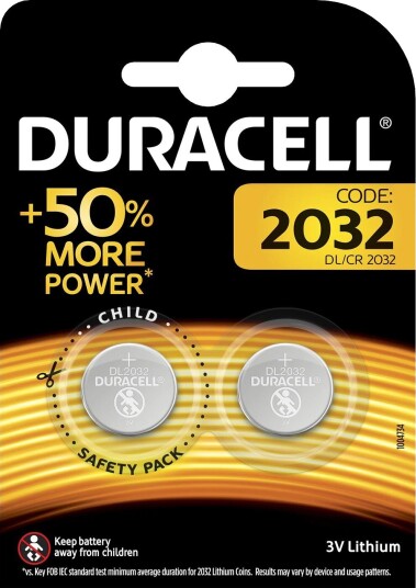 Duracell CR2032 Lithium Knappcellebatteri 2-pakk - 3V, 220mAh