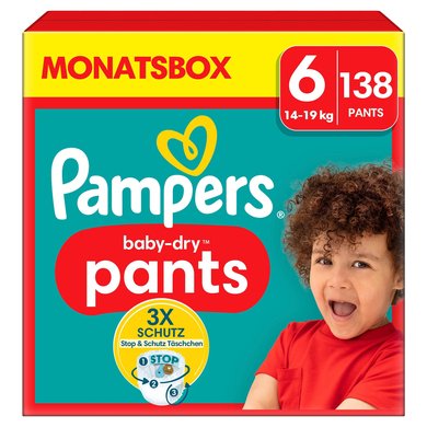 Pampers Baby-Dry Pants, størrelse 6 Extra Large, 14-19 kg, månedlig boks (1 x 138 bleier)