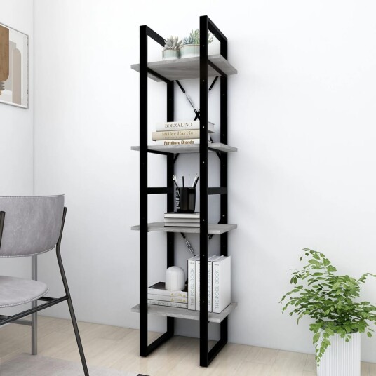 vidaXL Bokhylle 4 etasjer gr? sonoma 40x30x140 cm konstruert tre