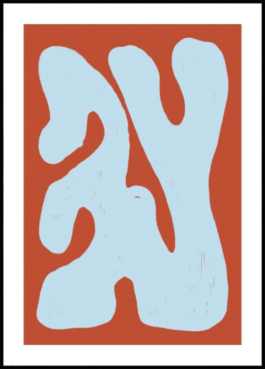 Terracotta Blue Shapes Plakat / 100x150