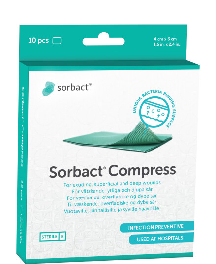 Sorbact Compress Sårbandasje, 4x6 cm, 3 stk.