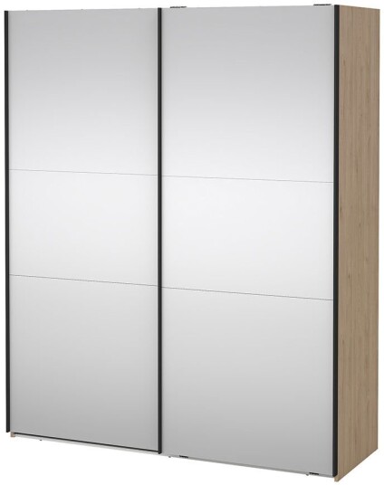 Como skyvedørsskap 2 dører med speil 180x220cm eik dekor.