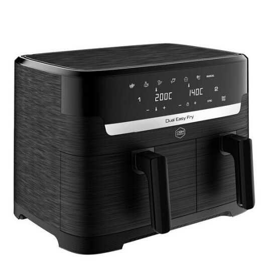 Obh Nordica Dual Easy Fry 8,3L Airfryer med Dobbelt Skuffe - Svart Obh Nordica Dual Easy Fry 8,3L Airfryer med Dobbelt Skuffe - Svart