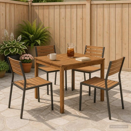 vidaXL Hage middagsbord Naturlig 80 x 80,5 x 75 cm Solid akasietre
