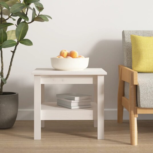 vidaXL Salongbord hvit 45x45x40 cm heltre furu vidaXL Salongbord hvit 45x45x40 cm heltre furu