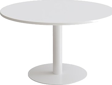 Bord Cirkum, Ø1200mm, Højde 720 Mm, Hvid Laminat Med Sort Stel