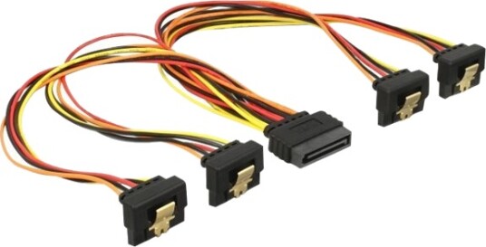 Delock Strømsplitter Sata-Strøm P Rett Til Sata-Strøm R Vinklet 3.3 / 5 / 12 V 15 Cm Låst Svart Gul Rød Oransje