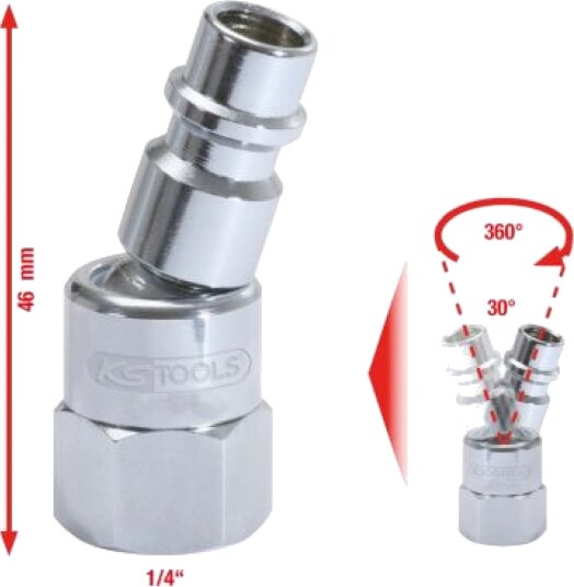 Ks Tools 515.3394 Enkel Enhet Skjøteadapter 46 mm 30 G 1 Stykker