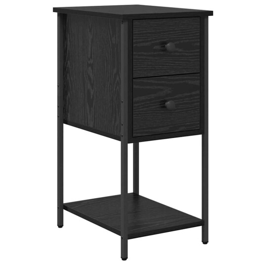  Nattbordskap med skuff 2 pcs Svart eik 32 x 42 x 70 cm