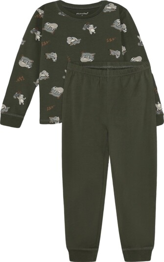 Minymo Pyjamas Ls Set Aop Khaki green 128