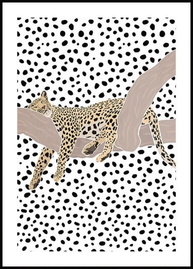 Leopard Sleeping Polkadots Poster Plakat / 30x40cm