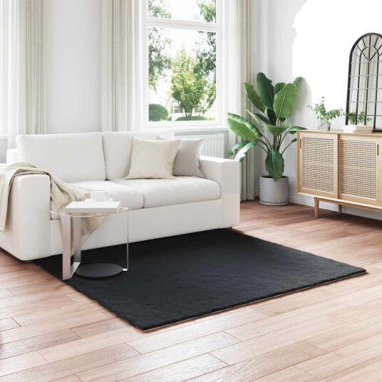 Kunstpels Kanin Teppe Olite Svart 120 x 120 cm Polyester