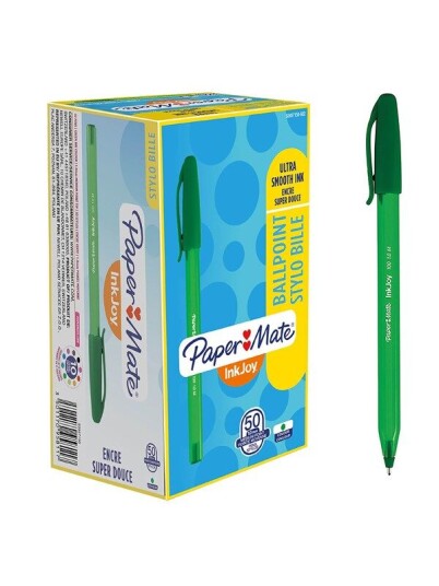 Paper Mate InkJoy 100ST Ballpoint Pens  Medium Point 1.0 mm  Grønn  50 Count