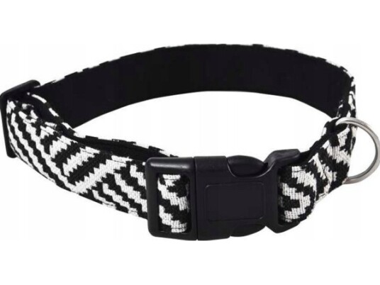 Barry King Hundehalsbånd Laget Av Slitesterkt Stoff Aztekisk Mønster Hvitsorterte Striper 1,9X35-50Cm BK-17311