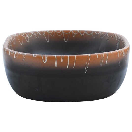 vidaXL Benkeservant svart og oransje oval 47x33x13 cm keramikk