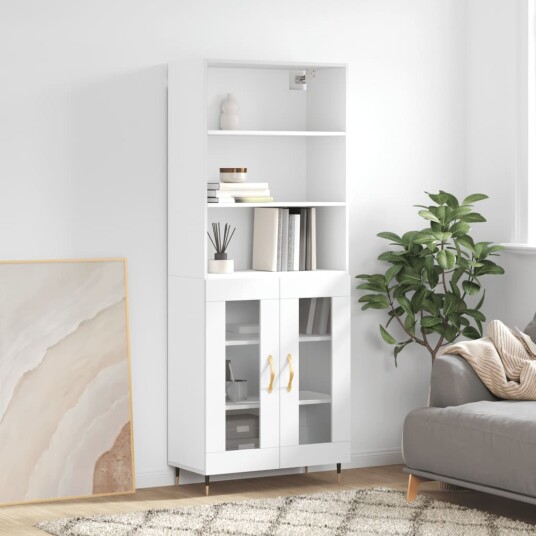 vidaXL Highboard hvit 69,5x34x180 cm konstruert tre 8720845926601