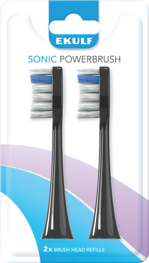 Ekulf Sonic PowerBrush Refill Sort 2 stk.