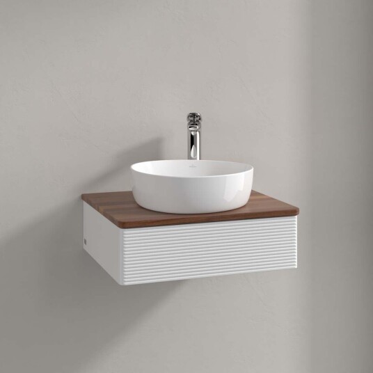 Villeroy & Boch  Antao Servantskap med 1 skuff 60x50x19 cm u/lys Hvit Blank/Valnøtt